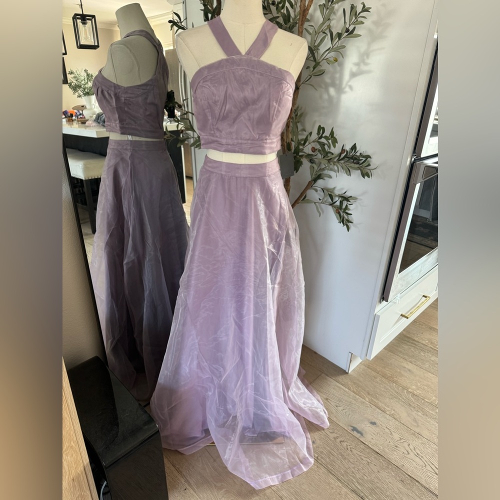 Lulu's Lavender Entrance Halter Two-Piece Maxi Dress